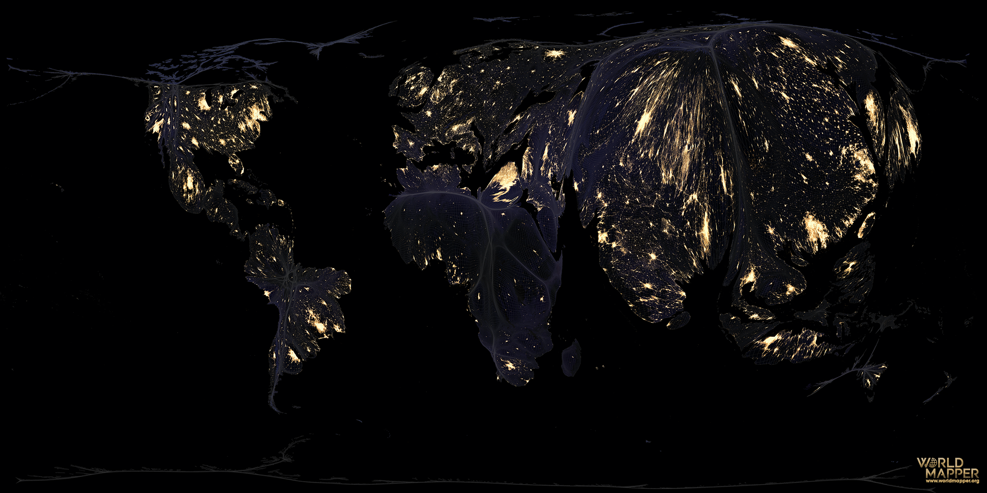 world population map lights