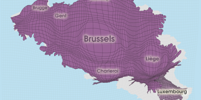 Gridded Population Cartogram Belgium / Luxembourg