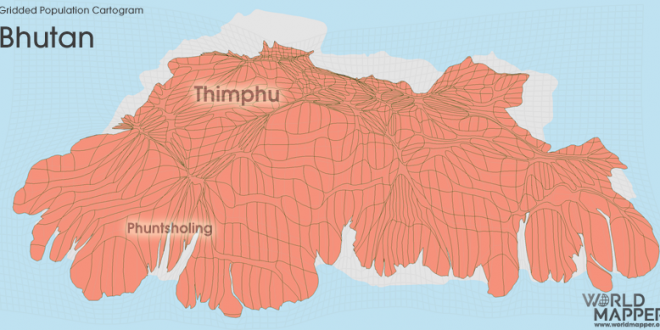 Gridded Population Cartogram Bhutan
