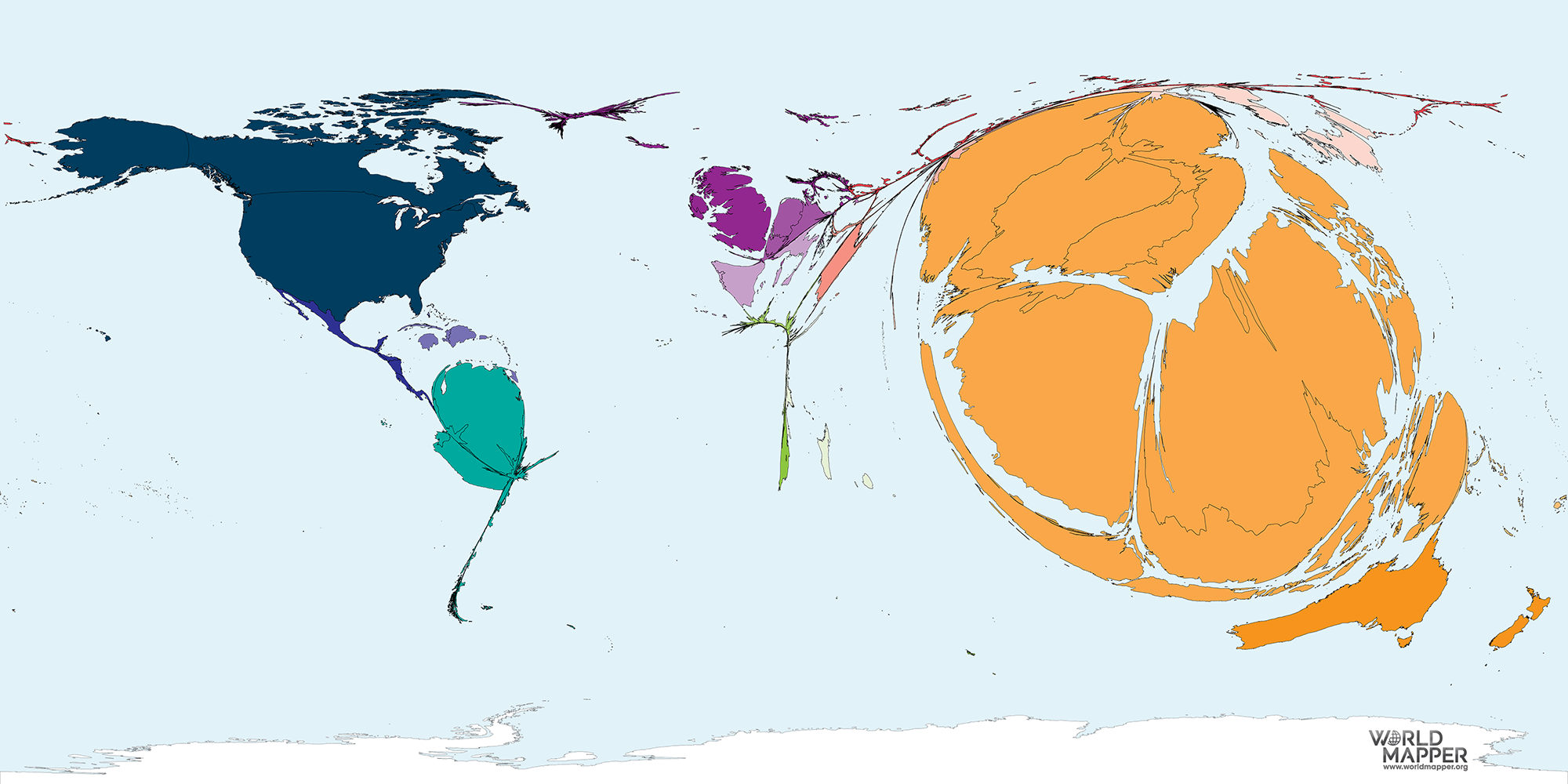 Spread Of The Chinese Language Worldmapper   Language ChineseX 2005 