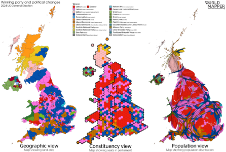 Cartographic Views of the 2024 General Election - Worldmapper