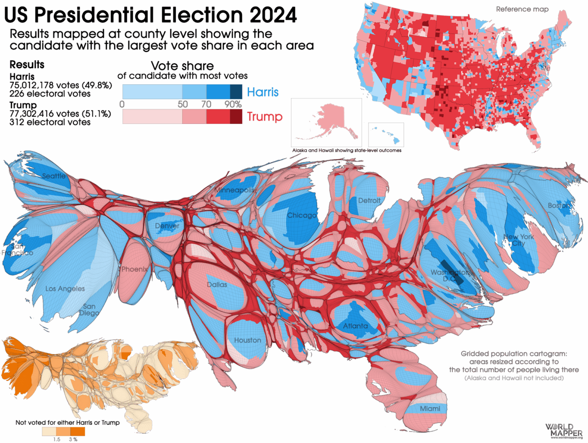 US Presidential Election 2024 Results - Worldmapper
